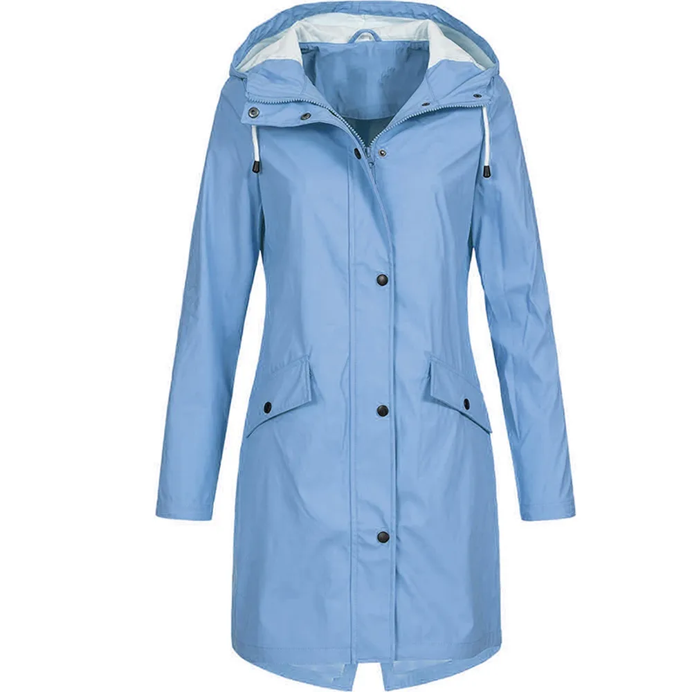 Зимняя женская куртка модная Осенняя однотонная дождевик для улицы плюс Водонепроницаемый плащ с капюшоном ветронепроницаемые пальто куртки для женщин