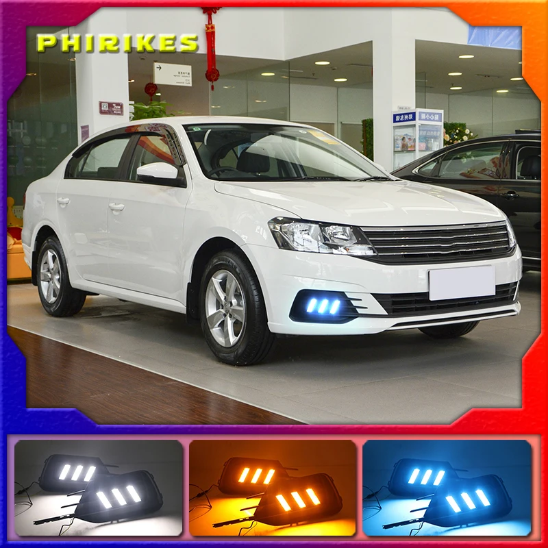 

1 Pair For Volkswagen VW Lavida 2019 with Yellow Trun Signal Light Blue Night Lamp LED DRL Daytime Running Light