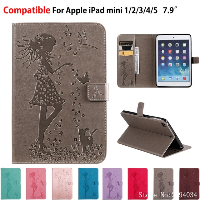 For iPad Mini 5 Mini5 2019 Case Mini 4 3 2 1 Smart Case Cover Funda Tablet  Girl Cat Embossed Flip Stand Skin Shell Capa Coque - AliExpress