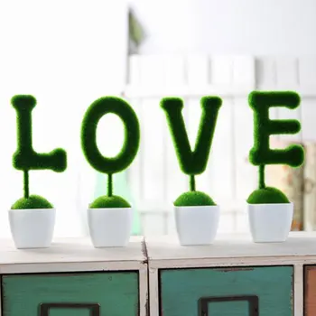 

Fake Plant Plastic Household Simulation Flower Artificial LOVE Bonsai 1 Set Green White Wedding Gift Handmade DIY Ornament