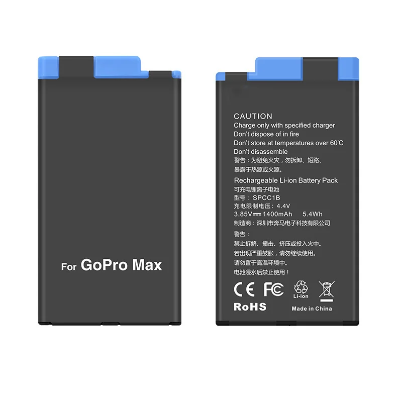Acessórios para Câmera Bateria de 1400mah + Carregador de Entrada tipo c para Gopro Hero Action Panorâmica Max 360 - Image 3