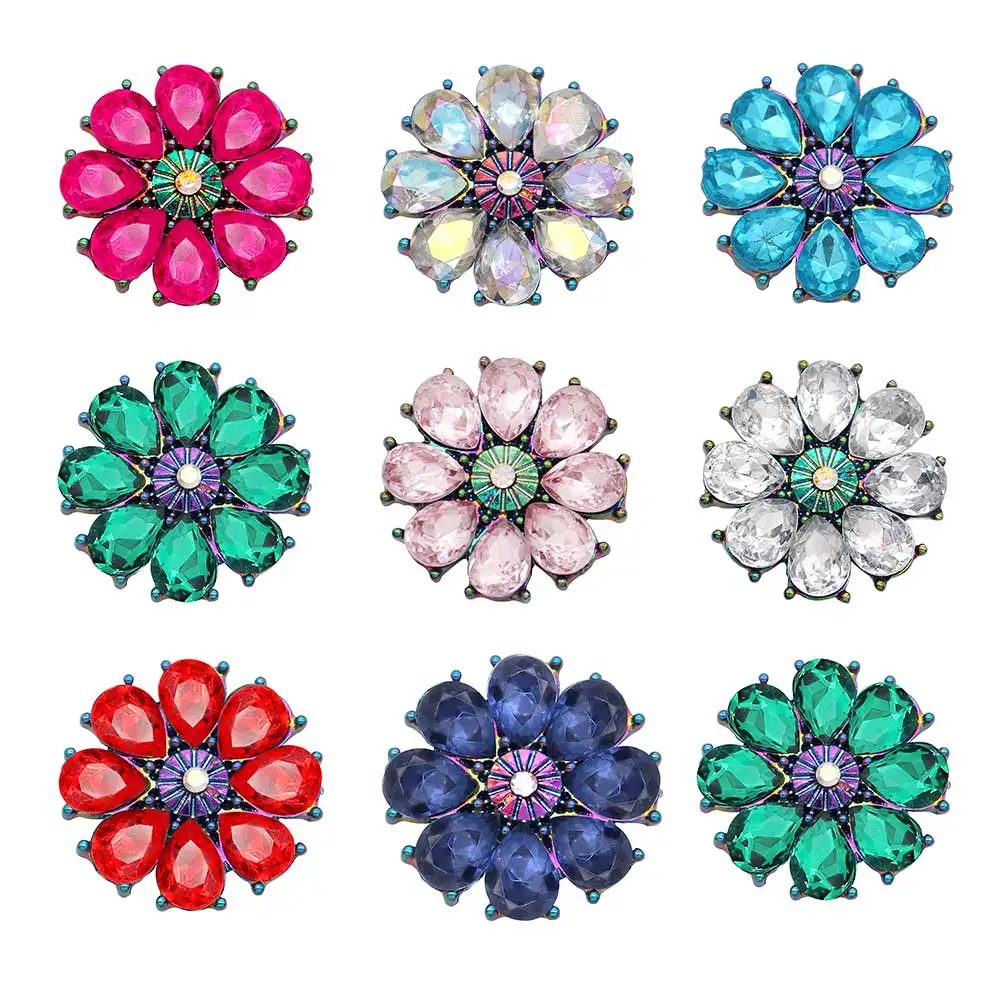 Flower Crystal 18mm Metal Snap Jewelry DIY bracelet KC2262Charm