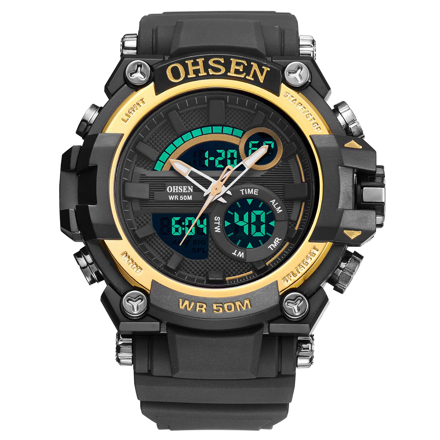 

Ohsen Onsun Ad1706 Multi-functional Dual Display Electronic Waterproof Outdoor New Style LED Watch