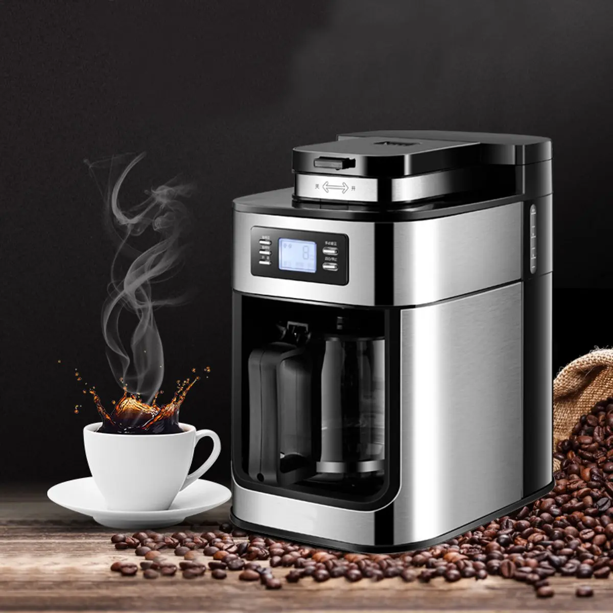  220V 1200ml Electric Coffee Maker Machine Household Fully-Automatic Drip Coffee Maker Tea Coffee Po - 4000106623359