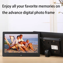10,1 дюймов широкоформатный дисплей для просмотра подарков с пультом дистанционного управления фотопроигрыватель цифровая фоторамка Будильник USB музыкальный электронный альбом