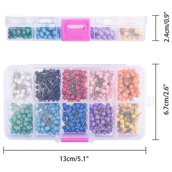 

1000 Pieces 1/8 inch Map Push Pins Map Tacks with Plastic Round Heads and Steel Needle Points 10 Colors (Each Color 100 PCS)
