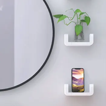 

Bathroom Rack Toilet Wall Mounted Holder Kitchen Home Container Organizer Plastic Shampoo Self Adhesive Storage Shelf Punch Free