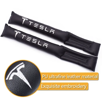 

2x Decoration Seat Gap Filler Leak Proof Pad Protective Spacer Leakproof Strips For Tesla Logo MODEL 3 X S Interior Accessories