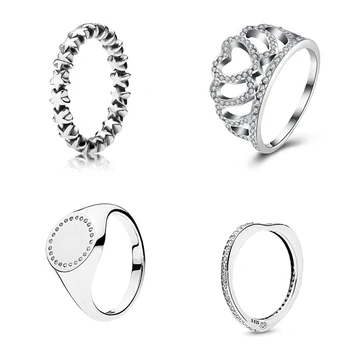 

2020High Quality Classic Silver 925 Love Bow, Round Stamp Ring For Girlfriend Engagement Birthday Simple Commemorative Best Gift