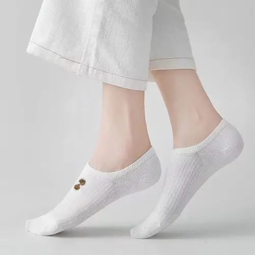 10 pieces = 5 Pairs/lot 보이지 않는 만화면 통기성 양말 여성 여름 캐주얼 짧은 발목 보트 낮은 컷 레이디 삭스 5