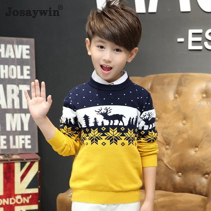 Autumn Winter Christmas Sweater Baby Boys and Girl Children O-Neck Print Knitted Sweater Kid Pullover Cartoon Teenager Sweater
