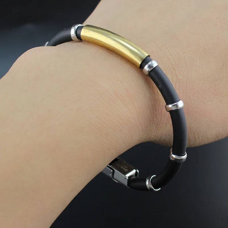Мужской браслет цепь Hapiship 2018 из нержавеющей стали силиконовый GJ024|silicone bangles|bracelet