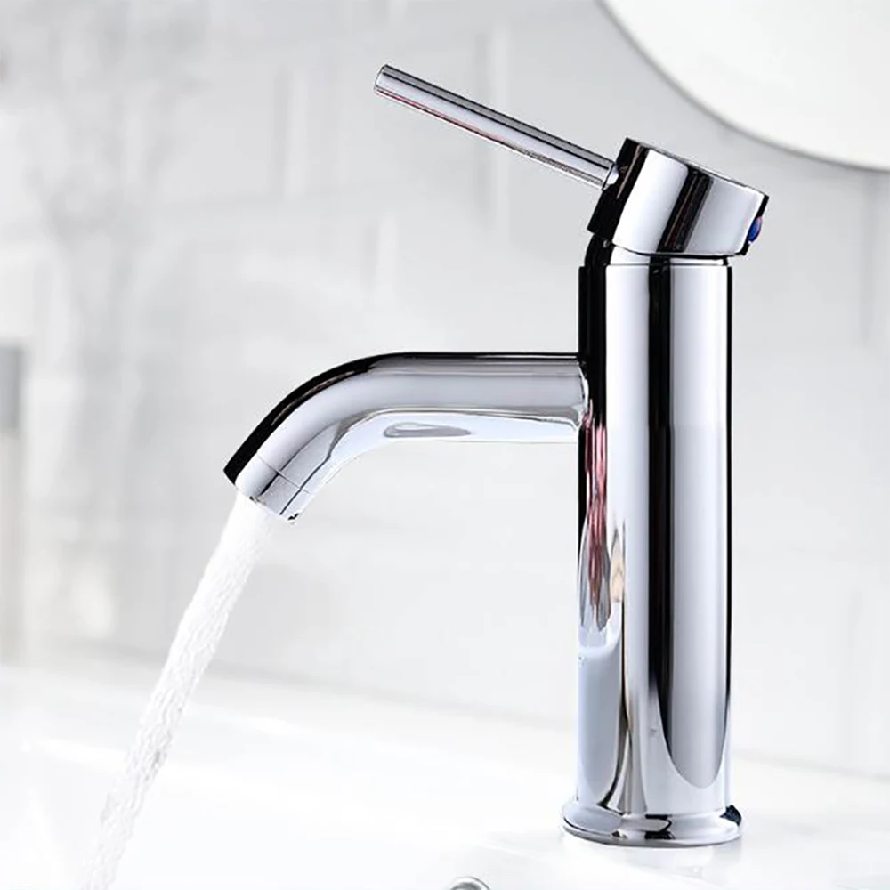 

Kitchen Bar Sink Basin Faucet Bathroom Faucet Single Handle Stainless Steel Ceramic Valve Hot And Cold Water Mixed Water Tap