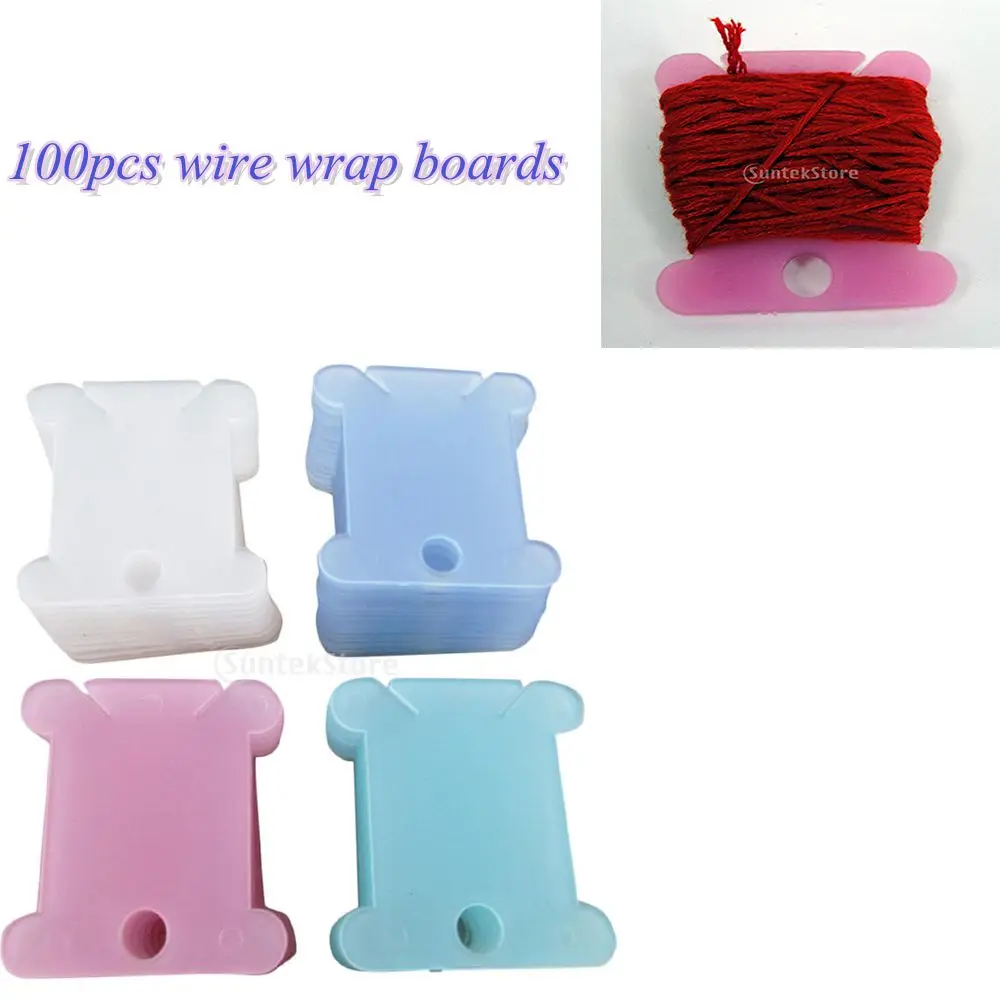 Plastic Thread Bobbins Holder for Cross Stitch Embroidery Winding Board Pack of 100