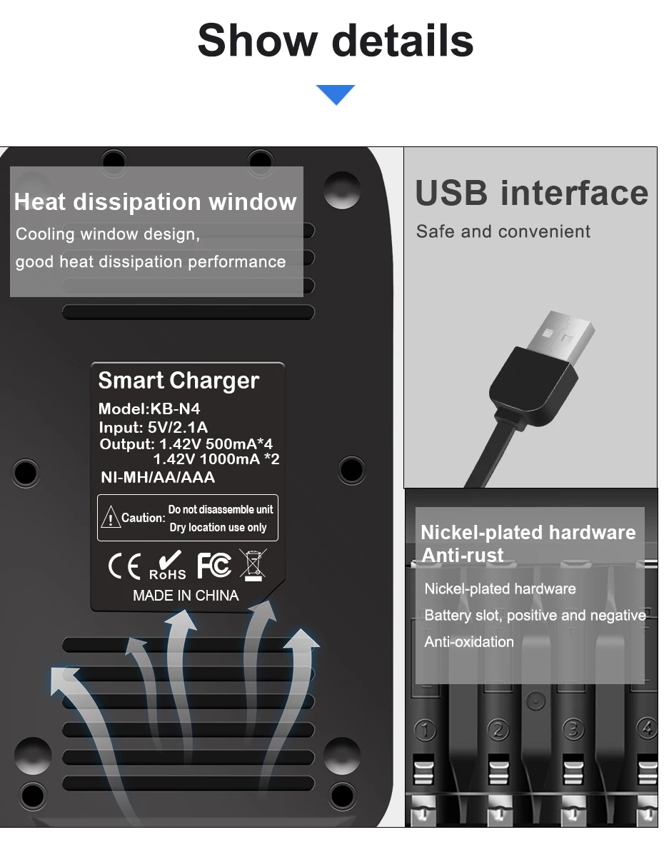 Смарт зарядное устройство PALO с ЖК дисплеем и usb аккумуляторная батарея AA AAA