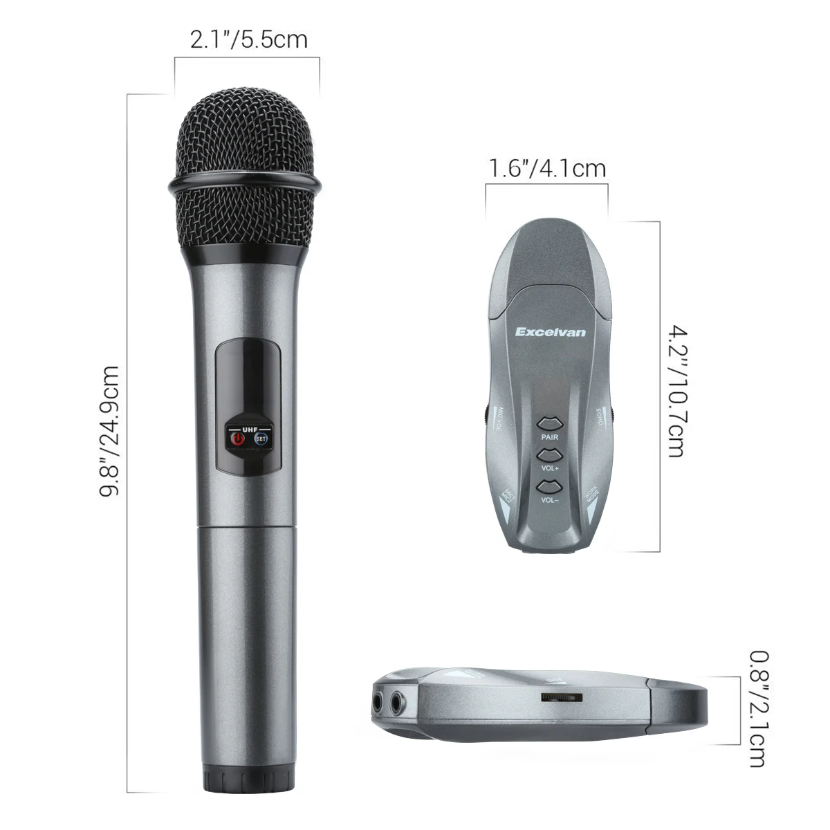 Excelvan профессиональный Bluetooth микрофон два беспроводных ручных микрофона 1 приемник комплект AUX линейный компьютер KTV MIC 10 CH