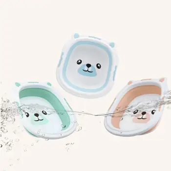 

Portable Foldable Baby Bath Tub Infant Washbasin S/L Cartoon Plastic Baby Wash Basin Thicken Tourism Folding Basin Wash Holder