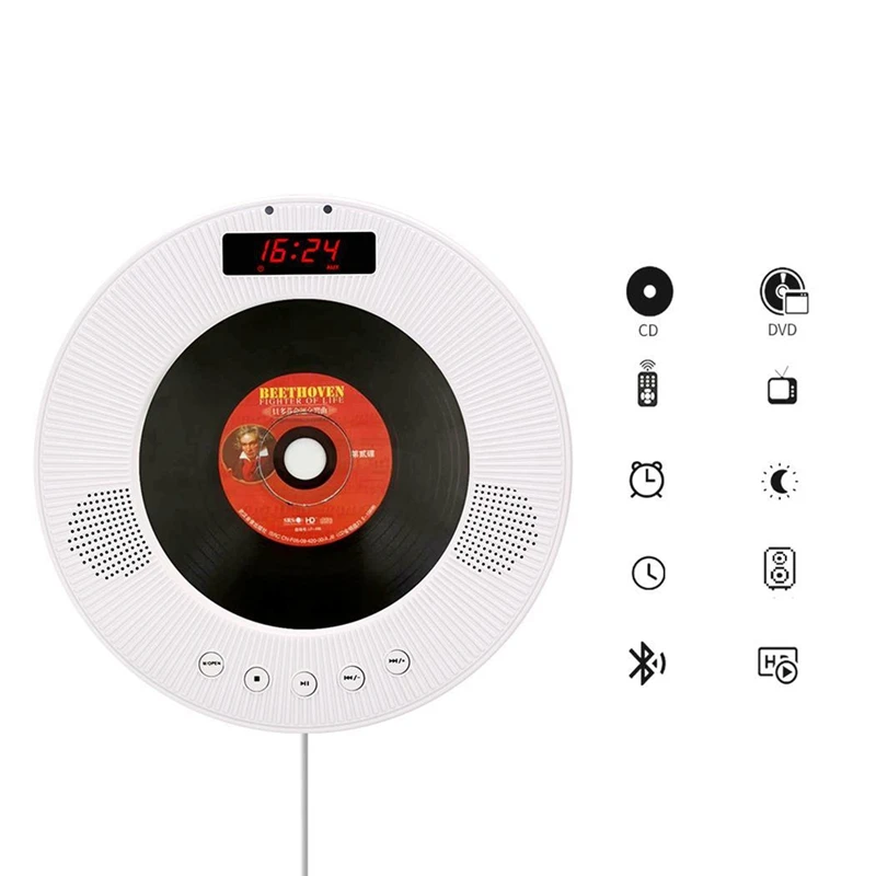 

Wall Mounted CD Player Surround Sound DVD Player Hifi FM Radio Bluetooth Portable Music Player Remote Control Support USB TF Car