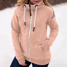 

Hoodies with Zipper Pocket Spring Autumn Women Solid Jacket Long Sleeve Sweatshirt Warm Soft Full Coat Kangaroo Thick Sweatshirt