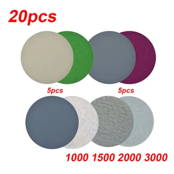 

20pcs 996A6inch Round 150mm Flocked Backing Sandpaper 1000/1500/2000/3000# sand-proof polishing tool