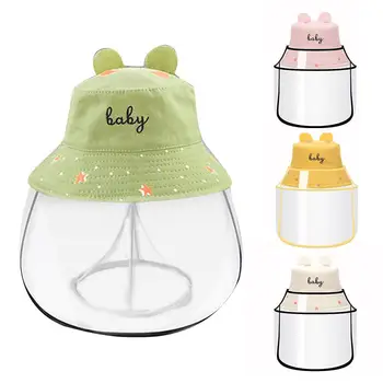 

Kids Letter Embroidery Anti Droplet Dust Proof Removable Face Shield Bucket Hat Transparent Anti Splash Mask Visor Shield