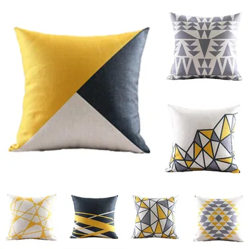 

Hot Selling Northern European-Style Geometric Stripes Couch Pillow Thick Cotton Linen Decoration Cushion