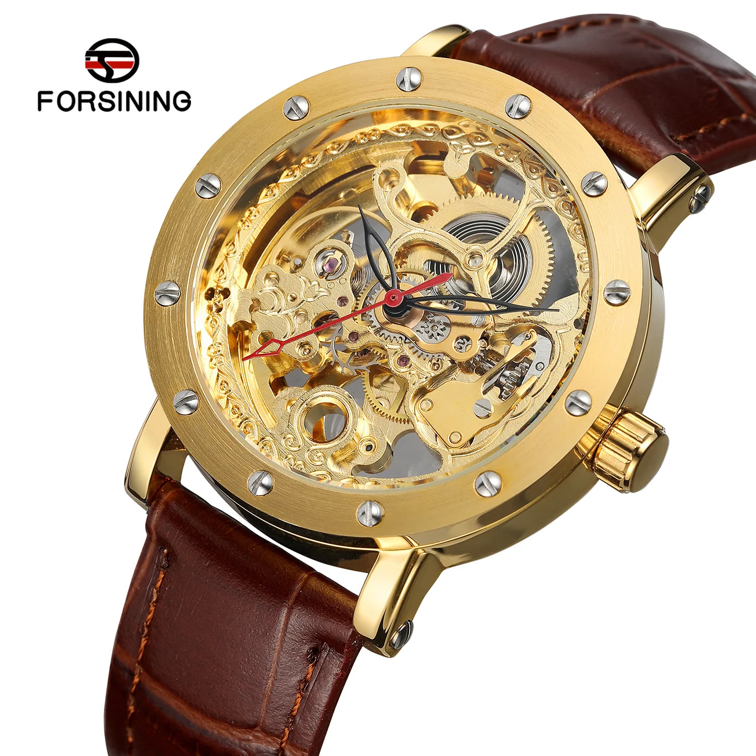 

New forsining Europe And America Style Casual Varved Hollow out Mechanical Movement Automatic Machine Watch
