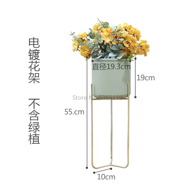 Creative Nordic Wrought Iron Flower Shelf Balcony Living Room Interior Floor-standing Simple Home Flower Pot Green Flower Stand - Цвет: Синий