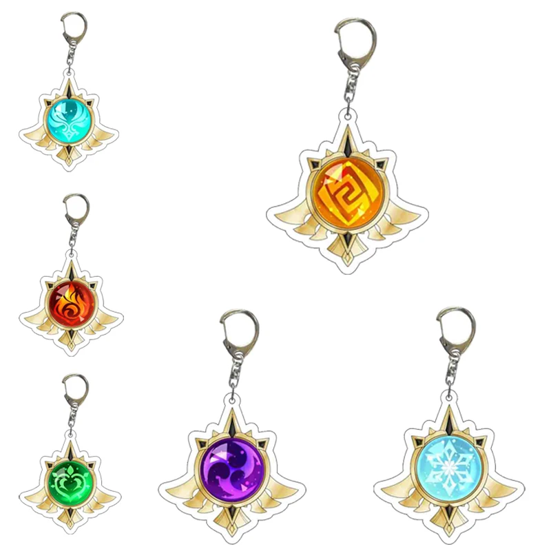 Hot Game Genshin Impact Keychain Element Vision God's Eye Men Keychains for Women Bag Pendant Key Chain Key Ring Jewelry Gifts