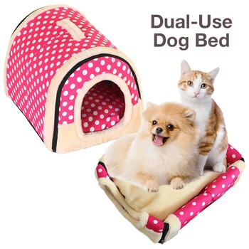 

Dog Pet House Bed Dogs Cats Small Animals Cama Perro Hondenmand Panier Chien Legowisko Dla Psa Dual-use Foldable Pet Shed House
