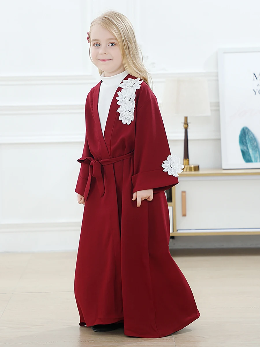 1836#Dubai Kids Abaya Middle East Modest Fashion - CHAOMENG MUSLIM SHOP