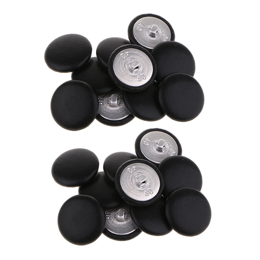 10 Pcs Leather Buttons For Clothes DIY Making Materials Black