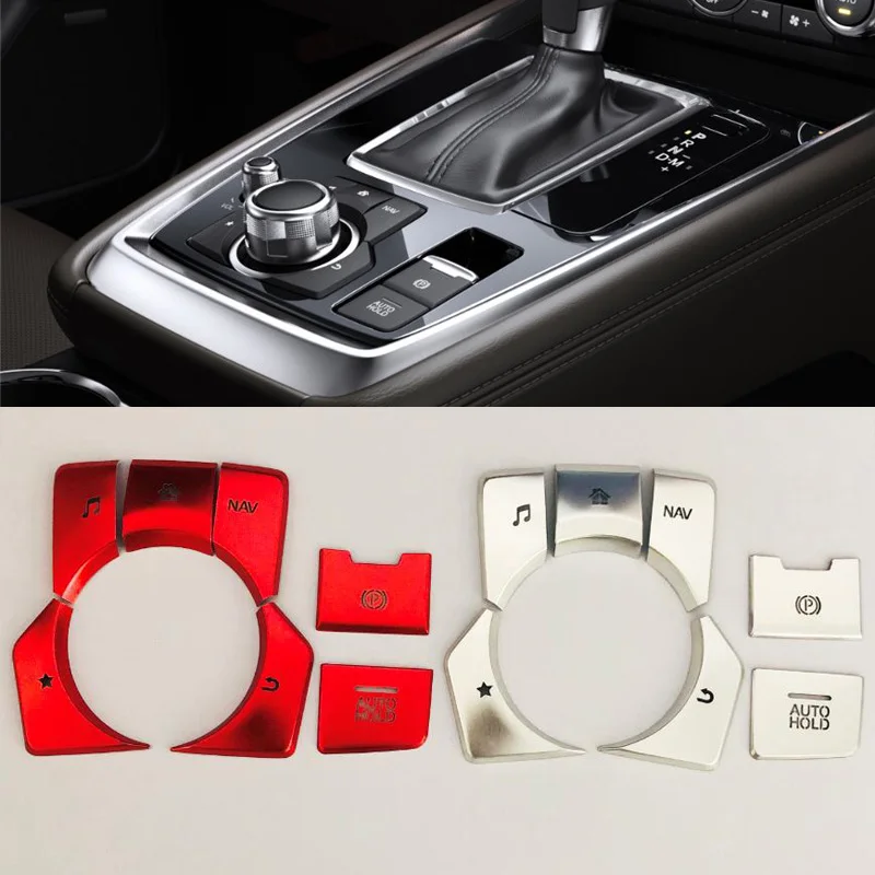 Right Hand Drive handbrake parking brake AUTO HOLD & Multimedia button cover frame trim sticker For Mazda 3 CX-3 CX-4 CX-5 CX-8