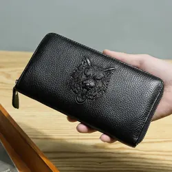 Fashion Trend Waterproof Purses And Handbags Genuine Leather Clutch Cowhide 100% Card Holder Wallet Luxury For Men Cash Clip