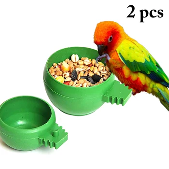 

2PCS/set Bird Bowls Hanging Round Shaped Pet Food Bowls Pet Cage Bowls Plastic Feeding Holder Bird Supplies Pet Accessories