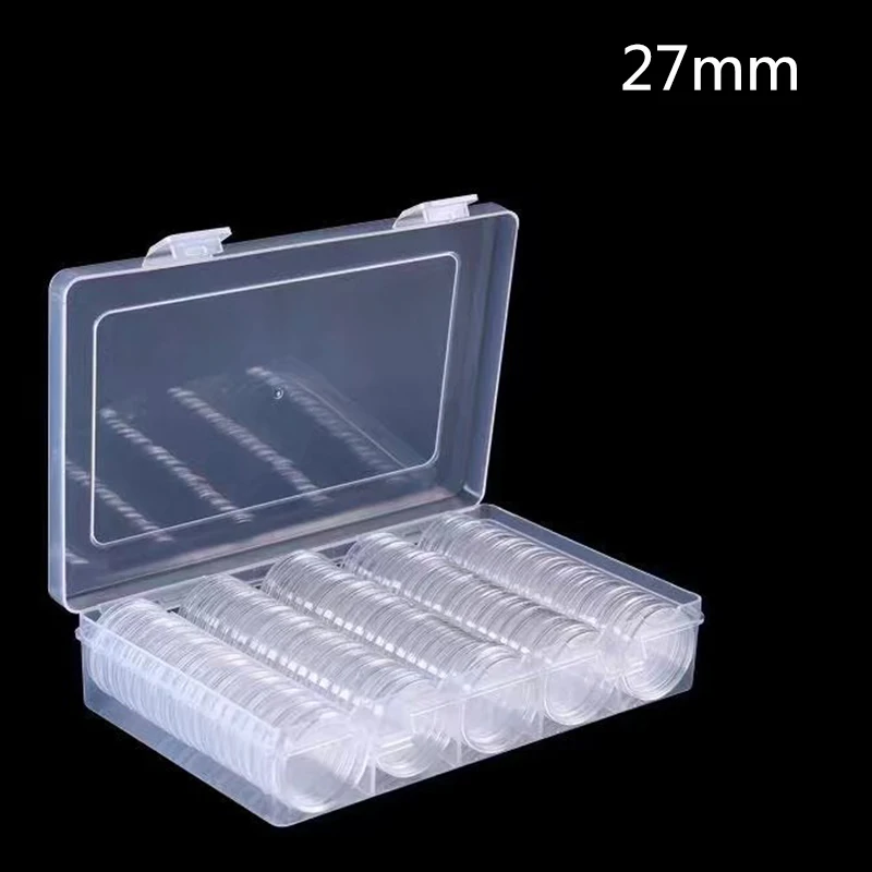 100pcs 27/30mm Coin Capsule box holder Capsules Container with Storage Organizer Box For Coin Collection Coin Case Storage Box