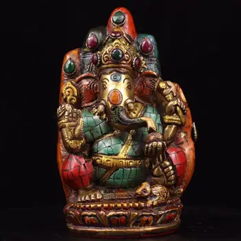 

God of Wealth Tibet Ganesha Southeast Asia Lucky Resin Tibetan Buddhism Copper Wealth God Buddha Statue Home Decoration