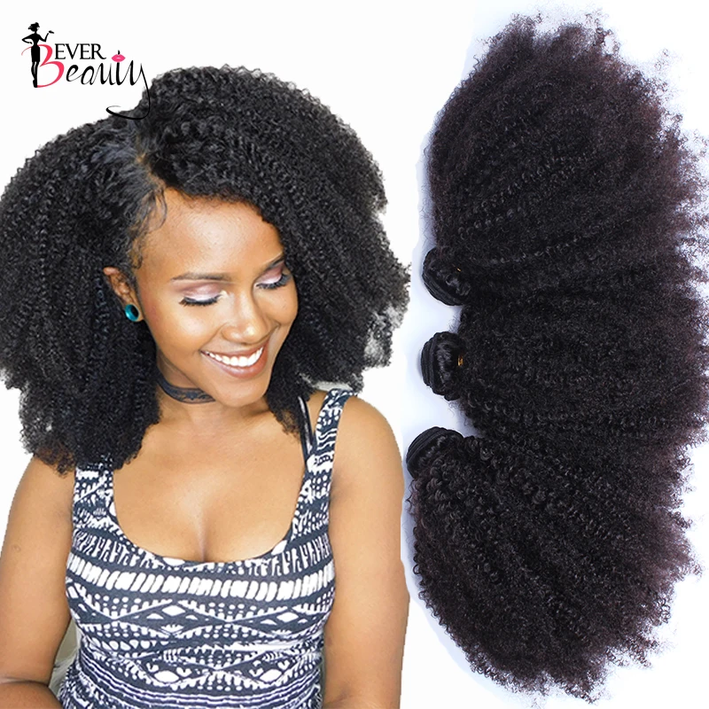 Online Mongol Afro rizado tejido con cierre extensiones de cabello humano 4B 4C cabello virgen 1 o 3 mechones Natural negro siempre belleza