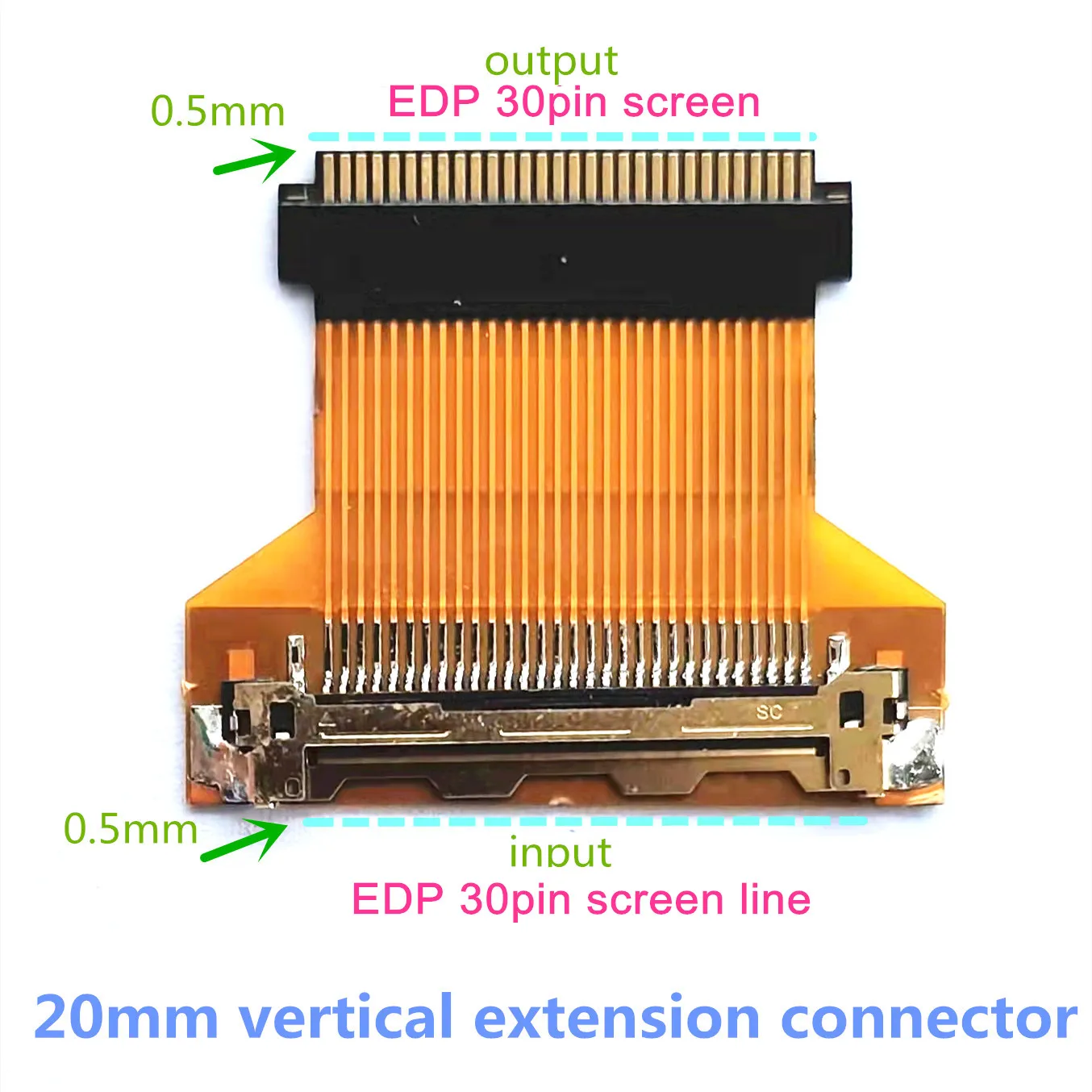 30Pin para 40Pin, Adaptador EDP HQ S40, 0.4mm, 0.5mm