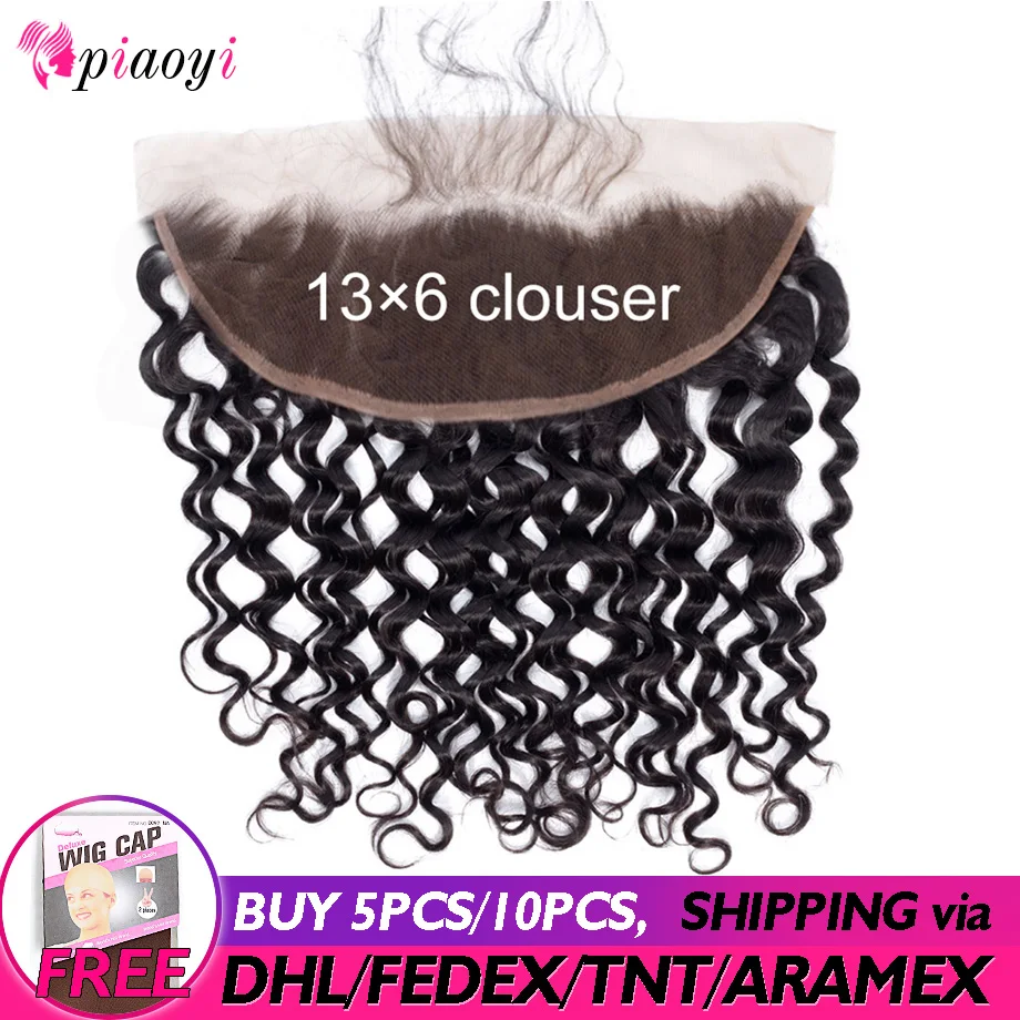 

Pre Plucked 13x6 Lace Frontal Closure With Baby Hair Brazilian Water Wave Frontal Closure Remy Human Hair Frontal Piaoyi