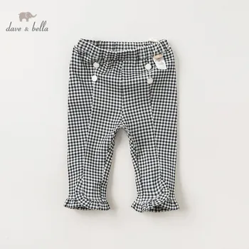

DBM11129 dave bella autumn baby girls fashion plaid pants children full length kids pants infant toddler trousers