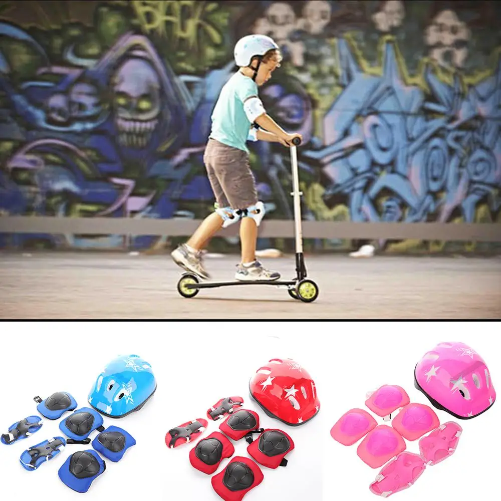

7 Pcs Outdoor Sports for Kids Bicycle Helmet Kids Safety Kids Bike Helmet Guard Pad Skating Helmet Guard Elbow Knee Protection