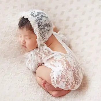 

3Pcs/Set Baby Infants Lace Hat Pillow Romper Jumpsuit Newborn Photography Props Set Knit Outfits Clothing Infants Shooting Gifts