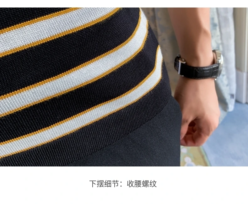 Трикотажная полосатая футболка с круглым вырезом Homme Camiseta Masculina, летний топ, уличная одежда для социальных клубов, облегающая футболка для мужчин