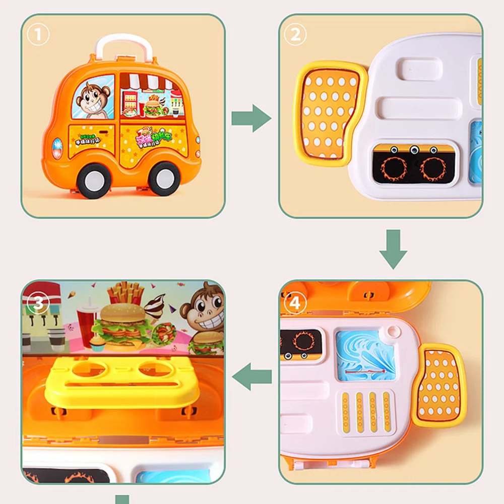 Детский игрушечный игровой домик, Игрушечный Набор для игры в Бургер, мороженое, еда, барбекю, набор для макияжа, игрушка на колесиках