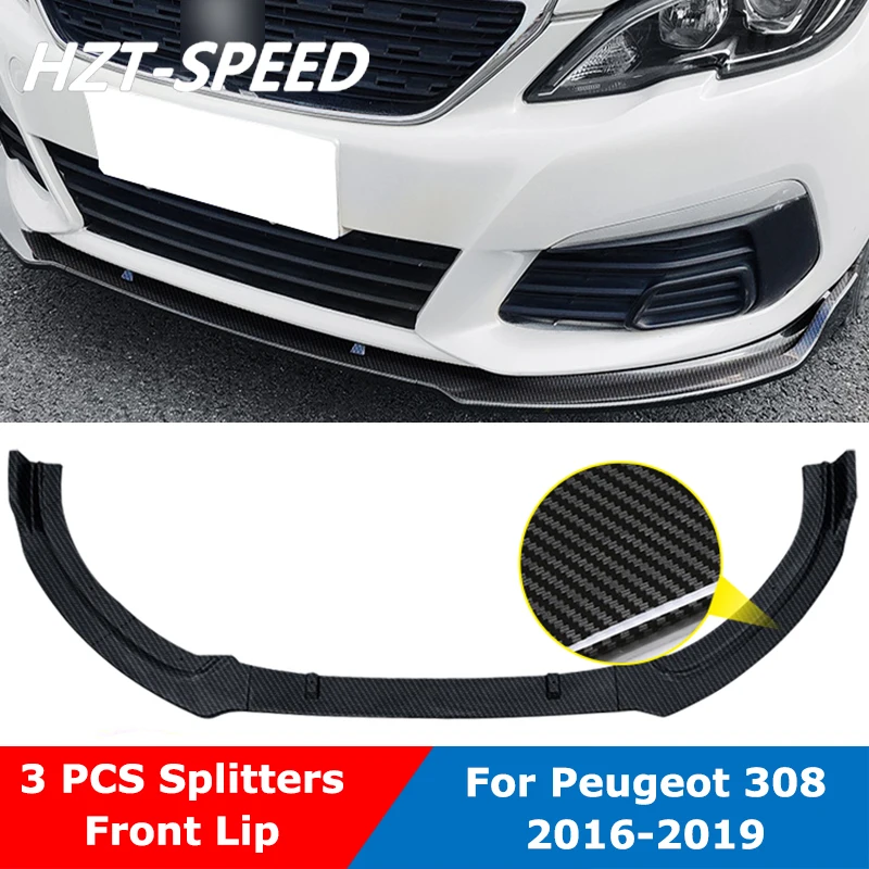 3 PCS ABS Small Car Body Kit Front Shovel Bumper Lip Chin Spoiler Diffuser For Peugeot 308 2018 | Автомобили и мотоциклы