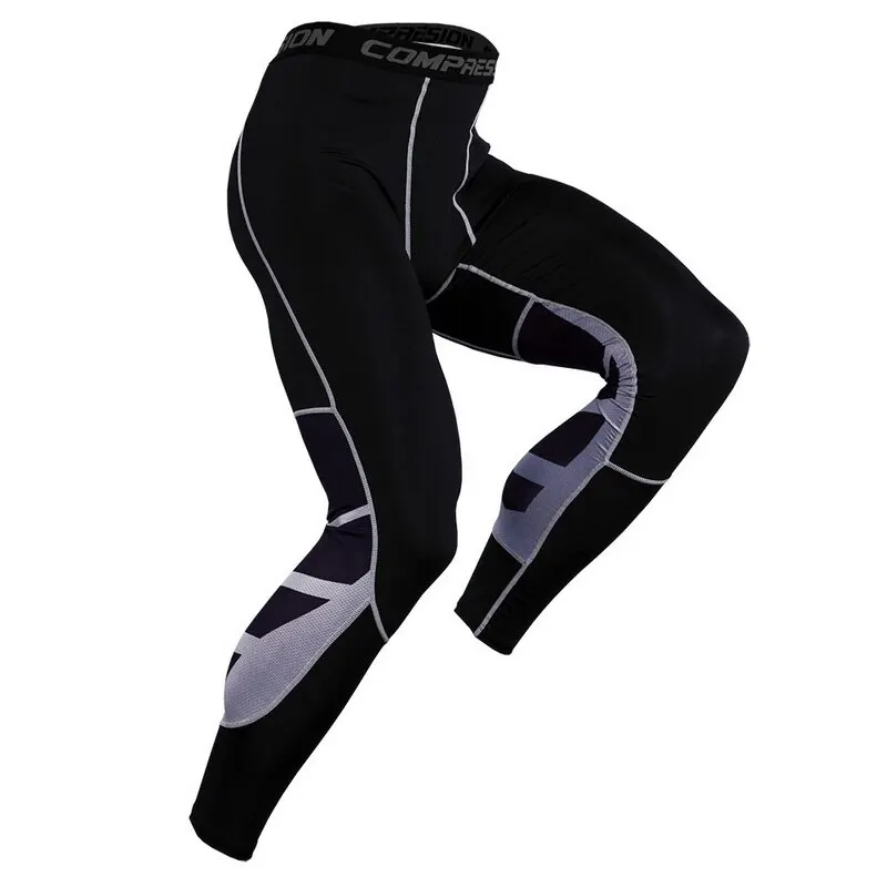 Бодибилдинг тренировочные утягивающие брюки для бега мужские s Компрессионные Леггинсы фитнес спортивные брюки спортивные быстросохнущие обтягивающие брюки - Цвет: Gray