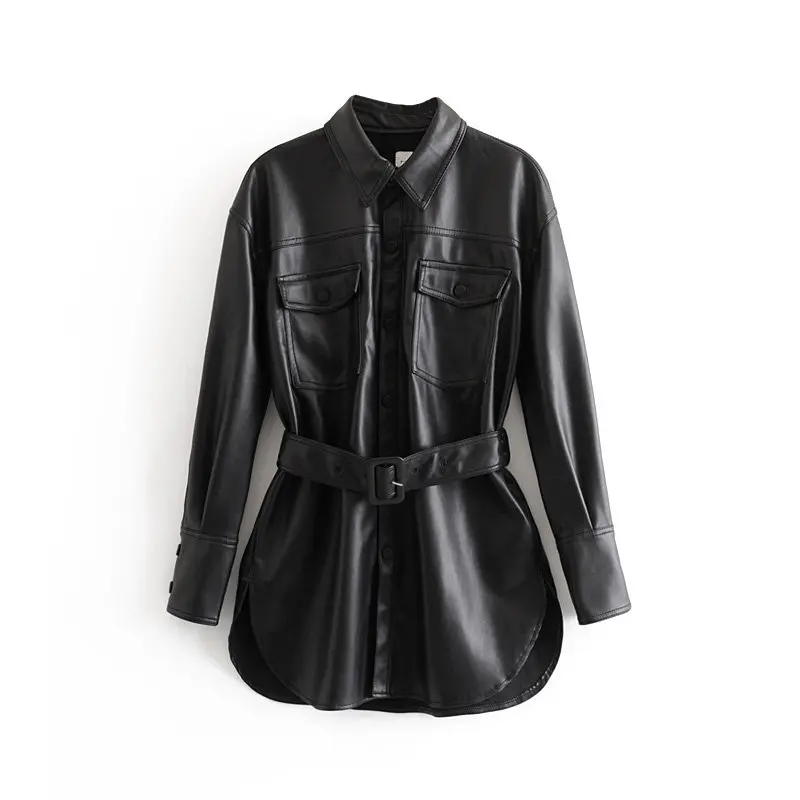 Wf80-3002 European and American fashionable imitation leather coat