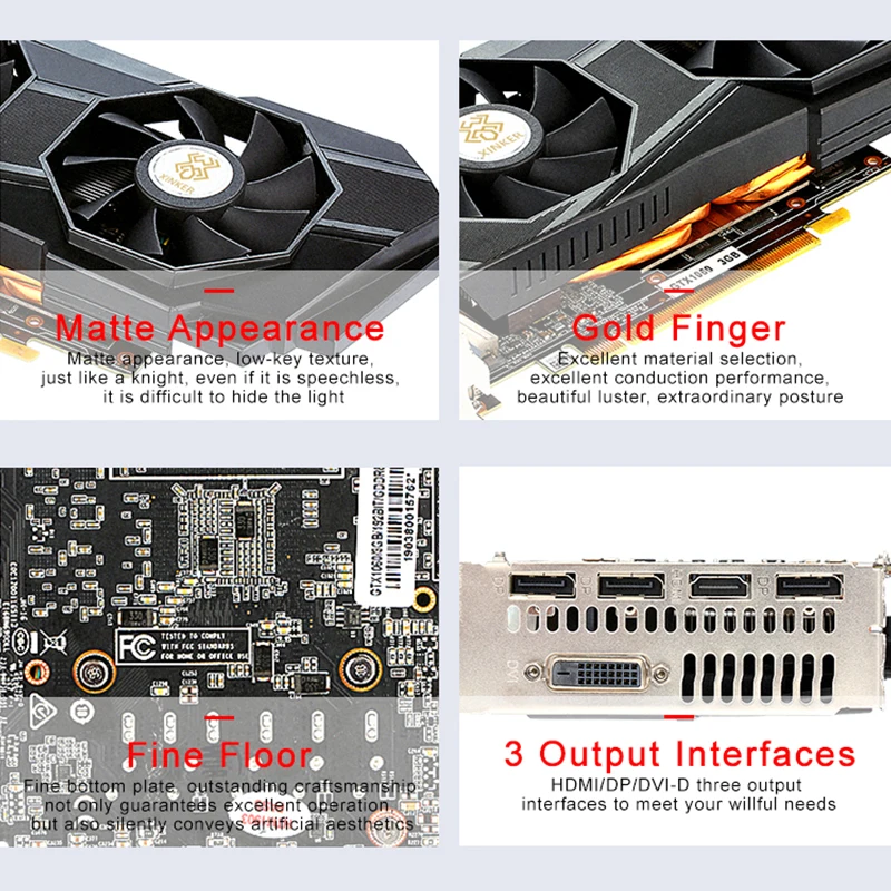  8008MHz GTX1060 3G 192Bit GDDR5 PCI-E 3.0 Video Graphics Card for NVIDIA GPU DVI-DP-HDMI Dual Fans 