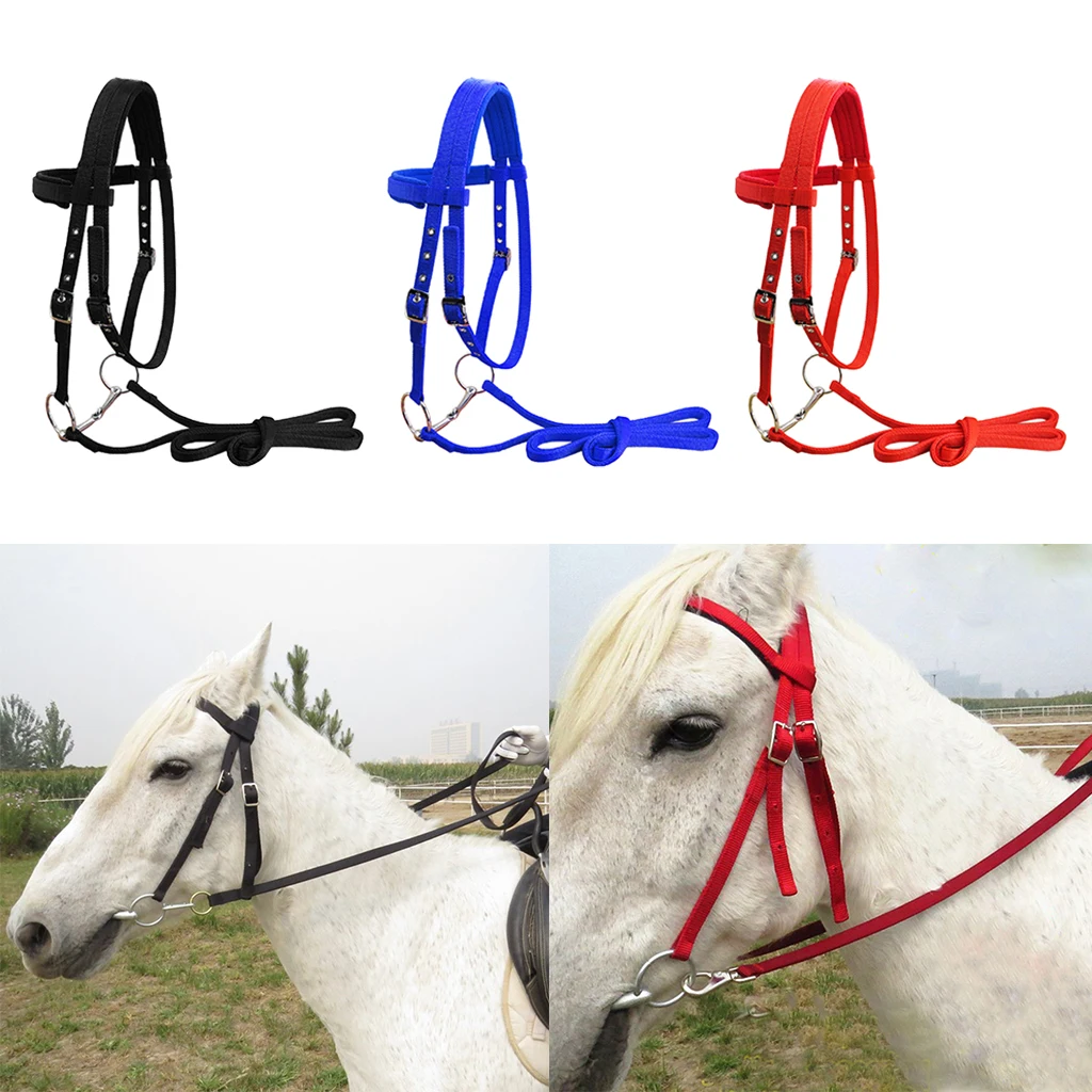 3 Pack Horse Bridle Rein Harness Headstalls Removable Snaffle Nylon Webbing